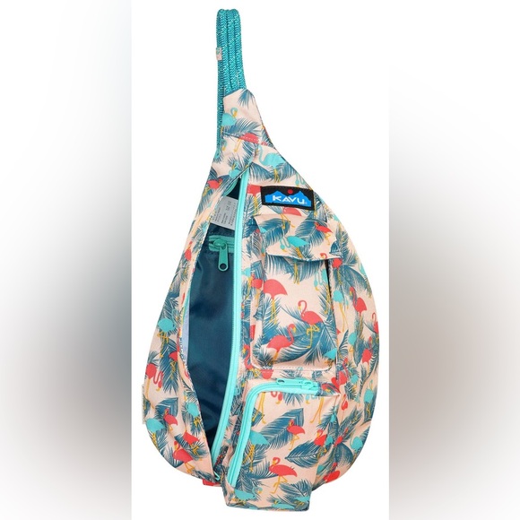 Kavu Handbags - Kavu Rope Sling Bag “Flamingo Fest” Pink Blue EUC